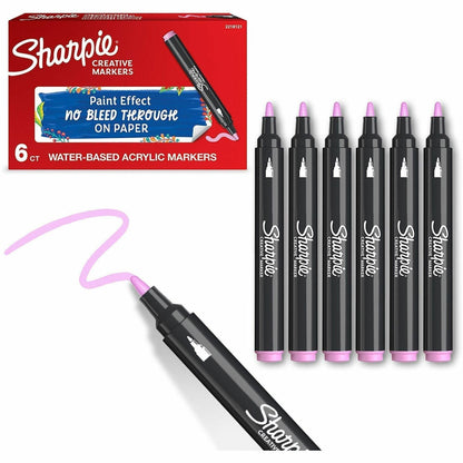 Sharpie Creative Markers, Pink Ink, Water Based, Acrylic Based, 6/Box (SAN2218121)