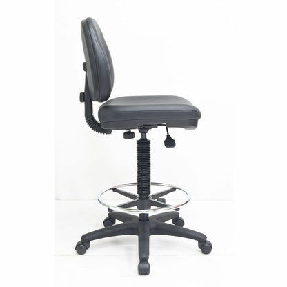 Lorell Millenia Series Adjustable Task Stool with Back, Black (LLR80018)