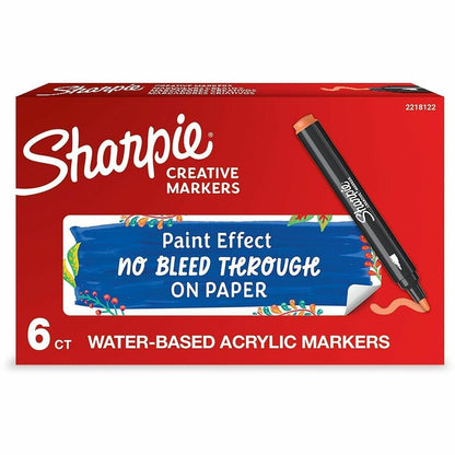 Sharpie Creative Markers, Orange Ink, Water Based, Acrylic Based, 6/Box (SAN2218122)