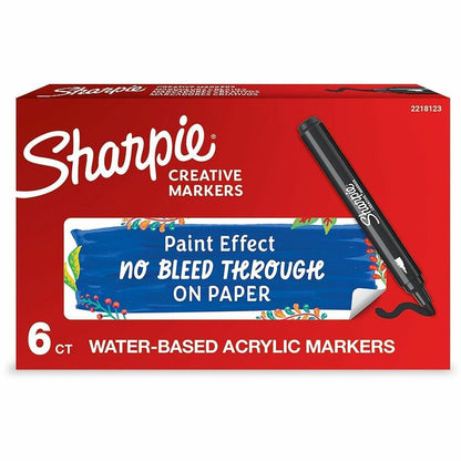 Sharpie Creative Markers, Black Ink, Water Based, Acrylic Based, 6/Box (SAN2218123)