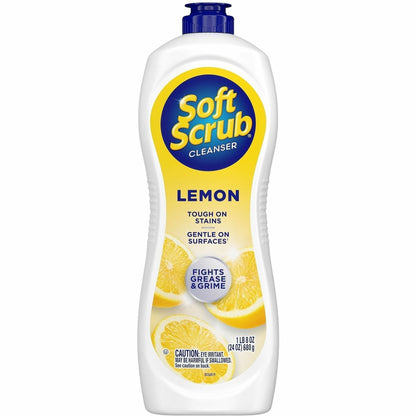 Soft Scrub Total Bath/Kitchen Cleanser, 24 fl oz (0.8 quart), Fresh, Lemon Scent (DIA07224EA)
