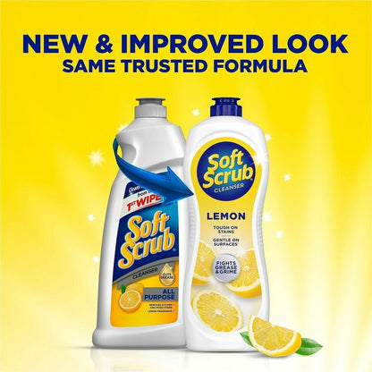 Soft Scrub Total Bath/Kitchen Cleanser, 24 fl oz (0.8 quart), Fresh, Lemon Scent (DIA07224EA)