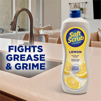 Soft Scrub Total Bath/Kitchen Cleanser, 24 fl oz (0.8 quart), Fresh, Lemon Scent (DIA07224EA)