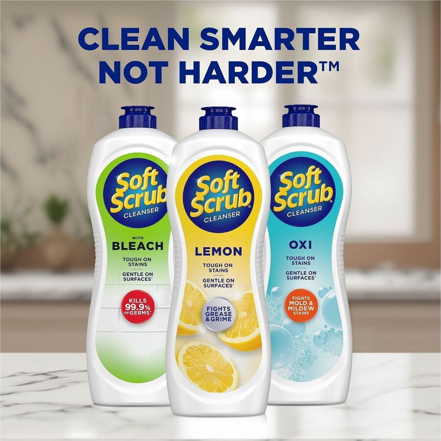 Soft Scrub Total Bath/Kitchen Cleanser, 24 fl oz (0.8 quart), Fresh, Lemon Scent (DIA07224EA)