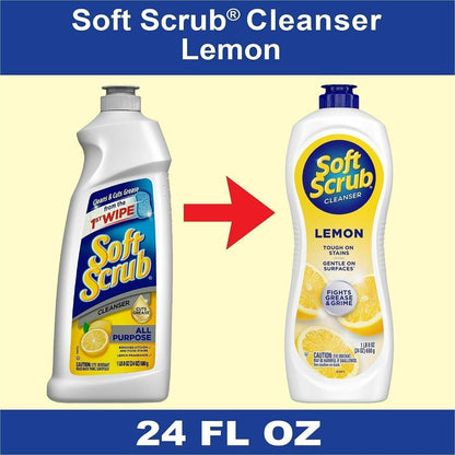 Soft Scrub Total Bath/Kitchen Cleanser, 24 fl oz (0.8 quart), Fresh, Lemon Scent (DIA07224EA)