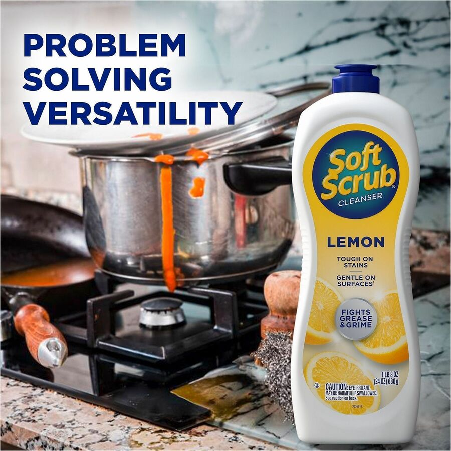 Soft Scrub Total Bath/Kitchen Cleanser, 24 fl oz (0.8 quart), Fresh, Lemon Scent (DIA07224EA)