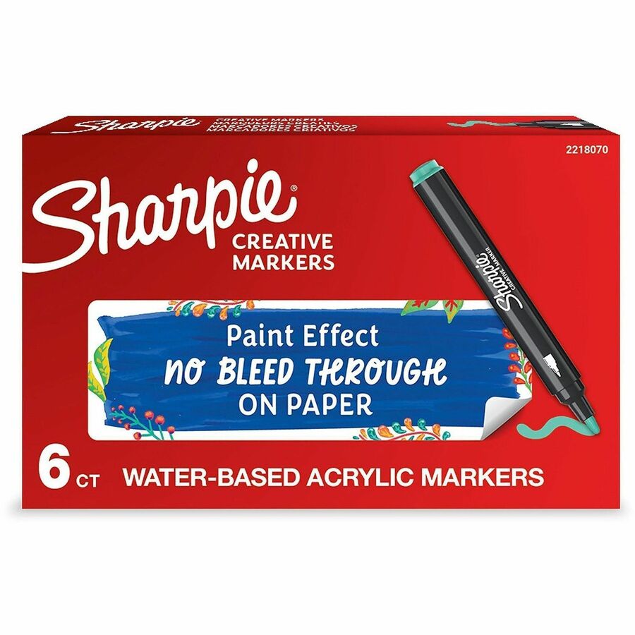 Sharpie Creative Markers, Lake Green Ink, Water Based, Acrylic Based, 6/Box (SAN2218070)
