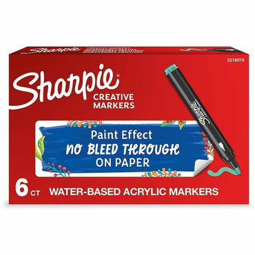 Sharpie Creative Markers, Lake Green Ink, Water Based, Acrylic Based, 6/Box (SAN2218070)