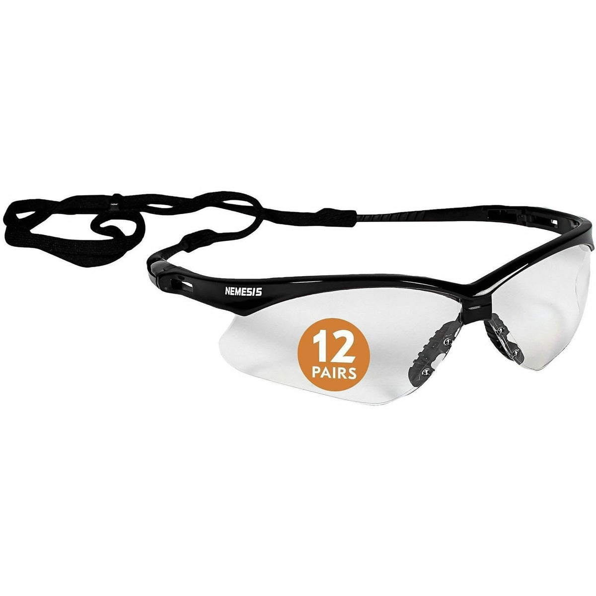Ansell Nemesis Safety Glasses, Clear Lens, Black Frame, 12/Box (ANS25679BX)