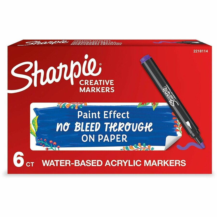 Sharpie Creative Markers, Lilac Ink, Water Based, Acrylic Based, 6/Box (SAN2218114)