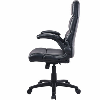 Lorell Colline High-Back Chair with Flip Arms, Bonded Leather, Black (LLR41853)