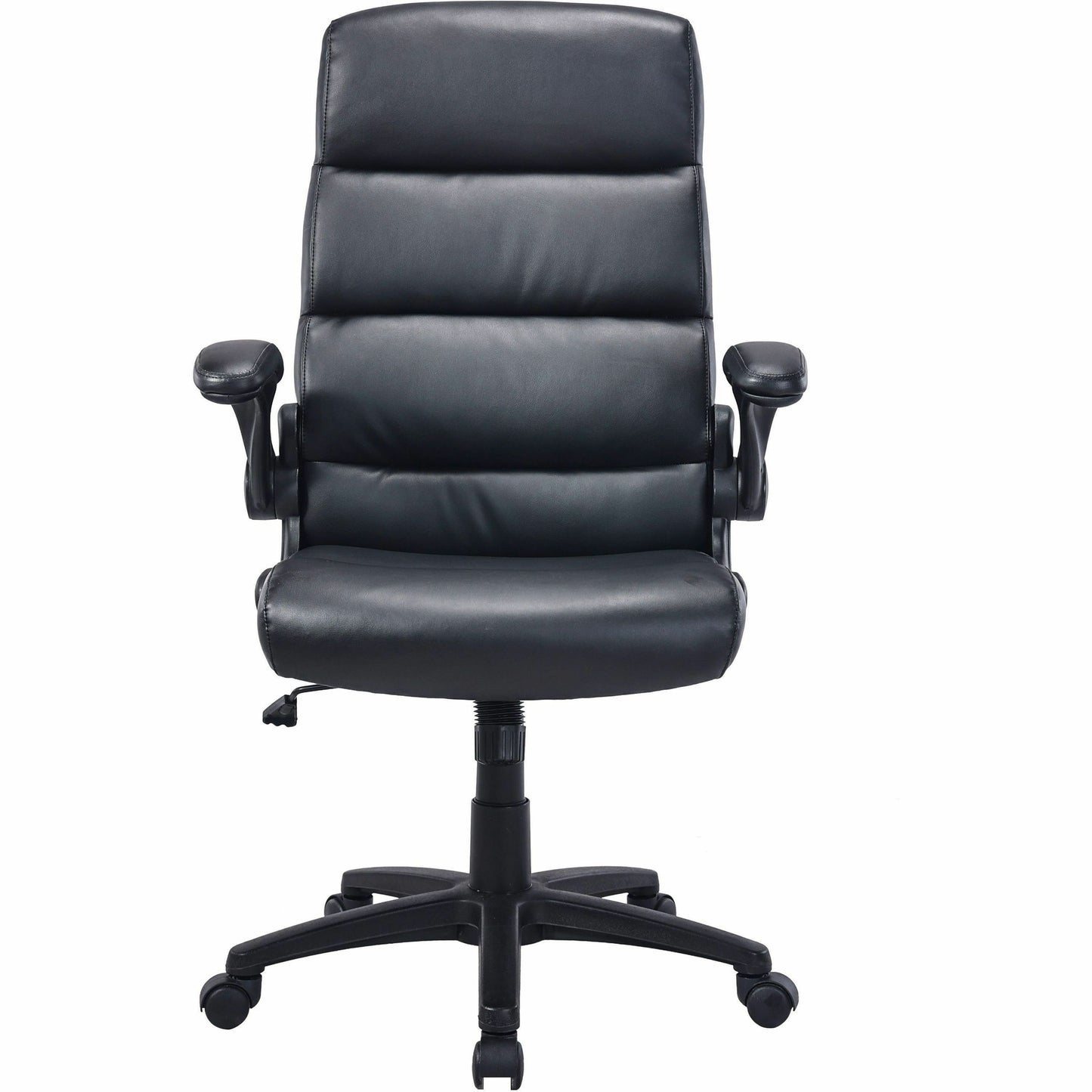 Lorell Colline High-Back Chair with Flip Arms, Bonded Leather, Black (LLR41853)