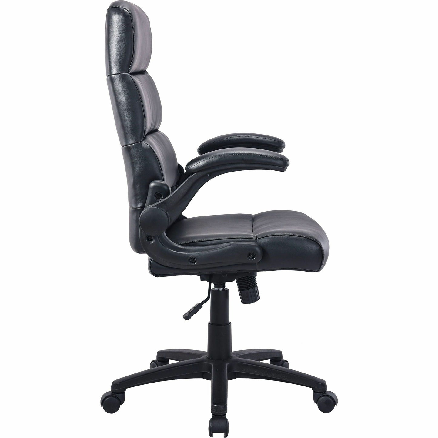 Lorell Colline High-Back Chair with Flip Arms, Bonded Leather, Black (LLR41853)