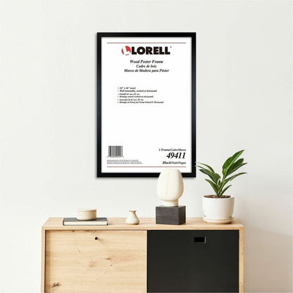 Lorell Wide Frame, 24" x 36" Frame Size, Rectangle, Wall Mountable, Vertical, Horizontal, Wood, Black (LLR49411)