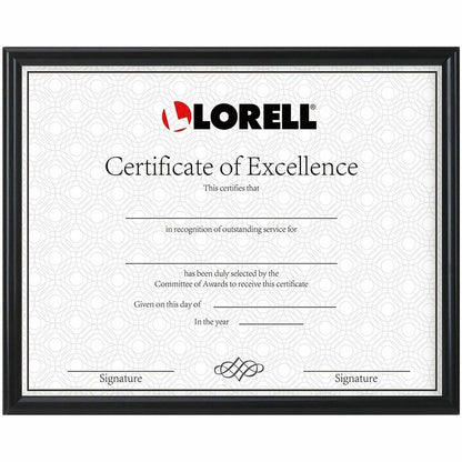 Lorell Certificate Frame, 8.50" x 11" Frame Size, Beveled Edge, Black (LLR49415)