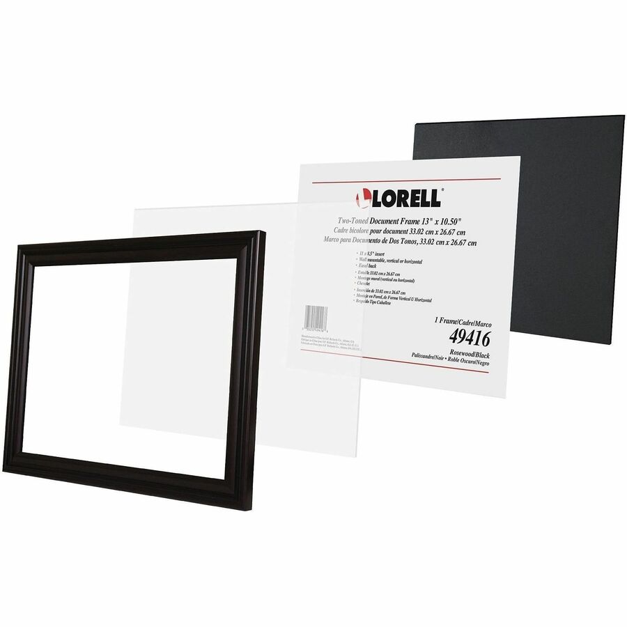 Lorell Two-toned Certificate Frame, 13" x 10.50", Black (LLR49416)
