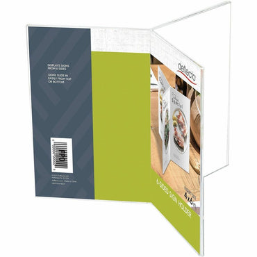 Deflecto 6-Sided Sign/Menu Holder, Support 4" x 6" Media, Clear, Plastic, Polystyrene (DEF4443)