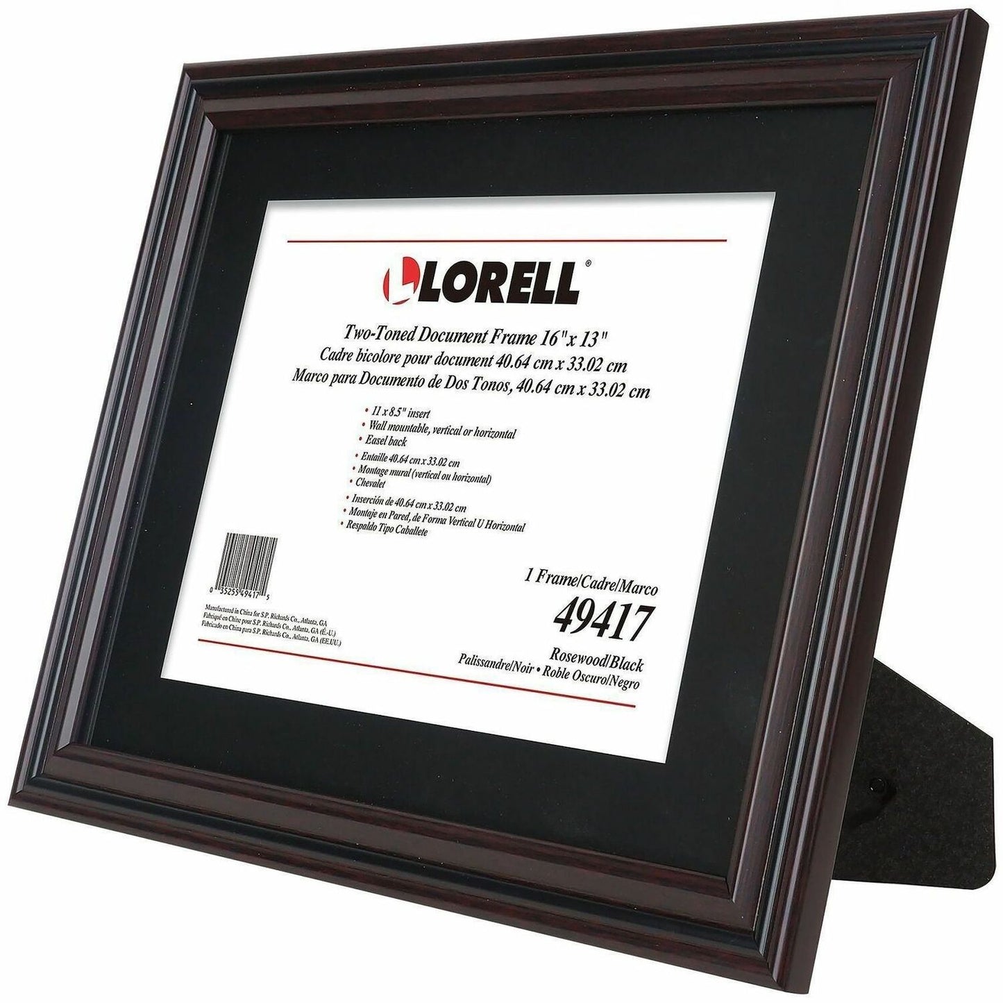 Lorell Two-toned Certificate Frame, 16" x 13", Black (LLR49417)