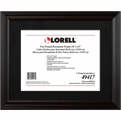 Lorell Two-toned Certificate Frame, 16" x 13", Black (LLR49417)