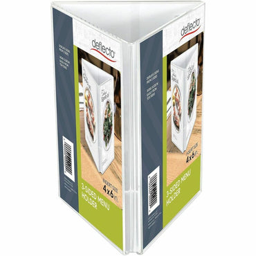 Deflecto 3-Sided Sign/Menu Holder, Support 4" x 6" Media, Clear, Plastic, Polystyrene (DEF4444)