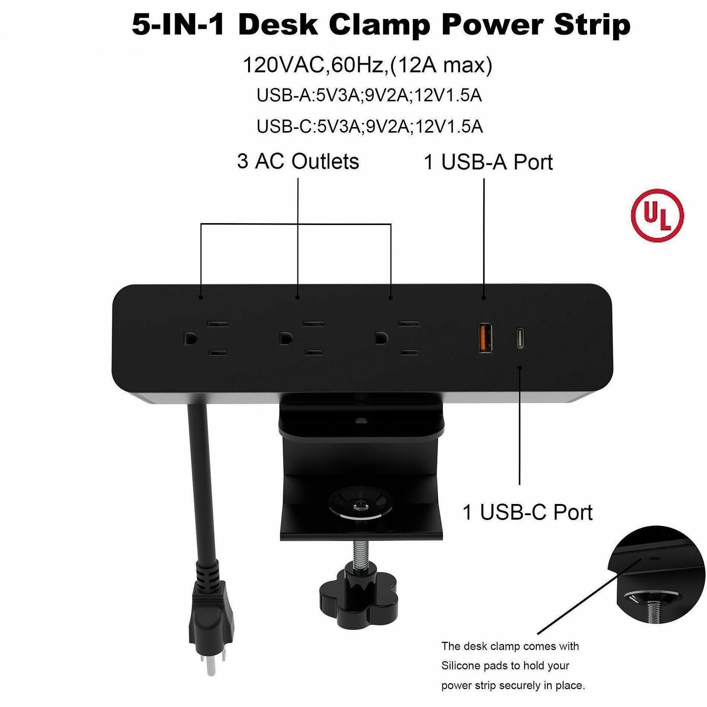 Lorell Power Outlet, 4 x Power Receptacles Desk Mountable (LLR34001)