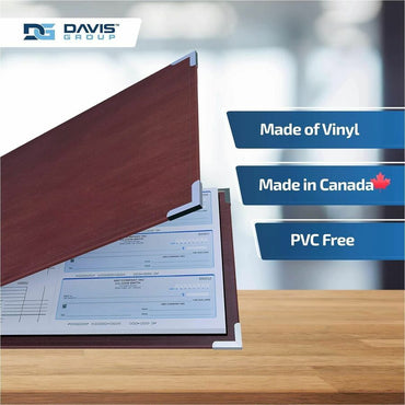 Davis Group Premium 3-Up Business Checkbook Binder, 200 Sheet Capacity, 7 Ring, Pocket: Internal, Vinyl, Burgundy, Pocket (DGC3UPAM08)