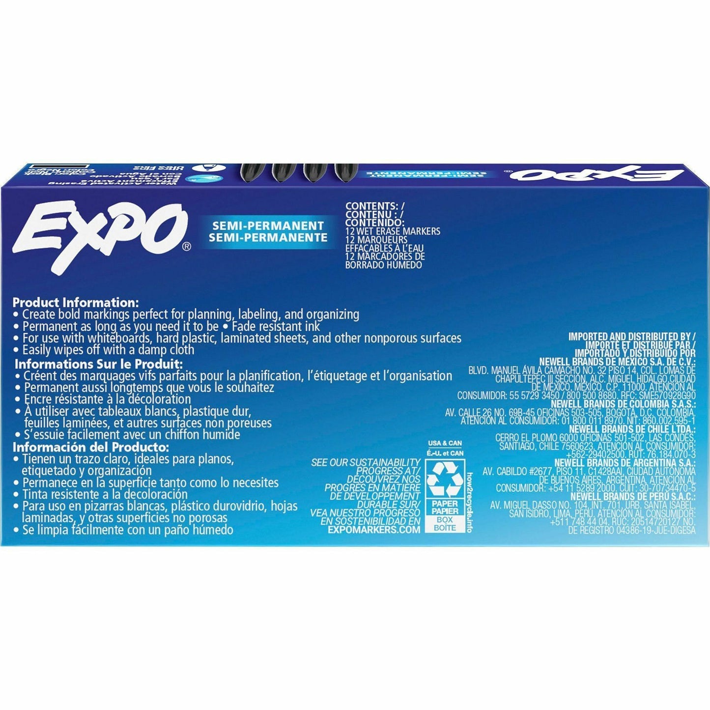 Expo® Vis-a-Vis Wet Erase Marker, Fine Bullet Tip, Black, Dozen (SAN16001A)