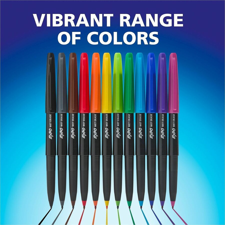 Expo® Vis-a-Vis Wet Erase Marker, Fine Bullet Tip, Black, Dozen (SAN16001A)