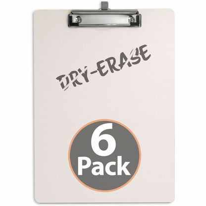 Officemate Reusable Dry-Erase Whiteboard Clipboards, 9" x 12 1/2", White, Storage for 70 Sheet, 6/Carton (OIC83161)