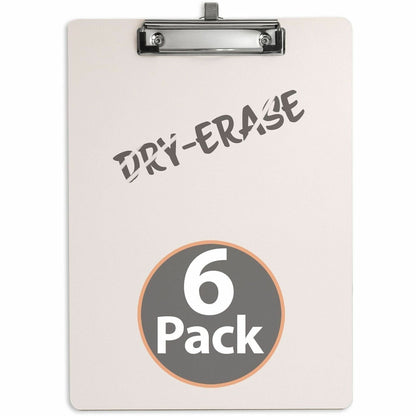 Officemate Reusable Dry-Erase Whiteboard Clipboards, 9" x 12 1/2", White, Storage for 70 Sheet, 6/Carton (OIC83161)