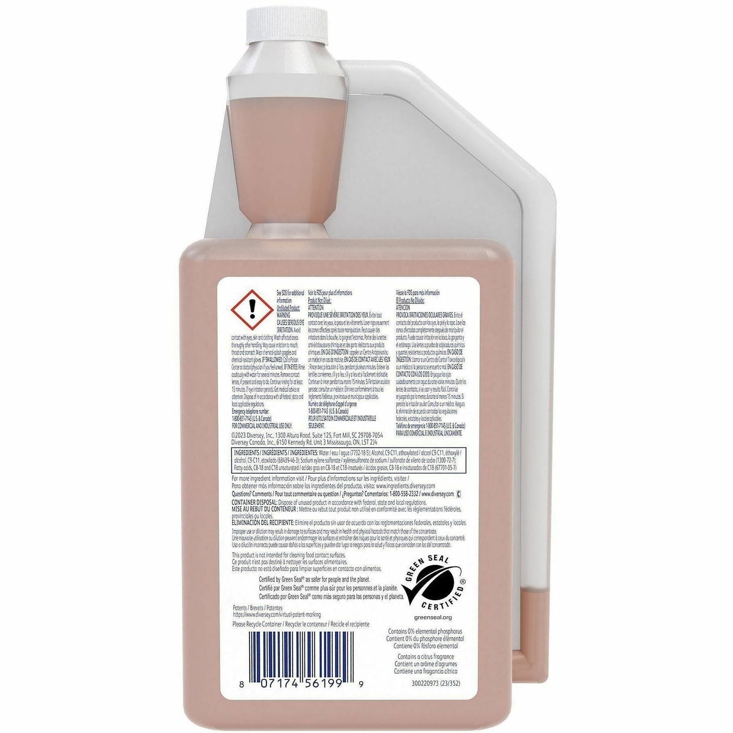 Diversey Neutral Floor Cleaner, 32 fl oz, Citrus Scent, 6/Carton (DVO101109755CT)