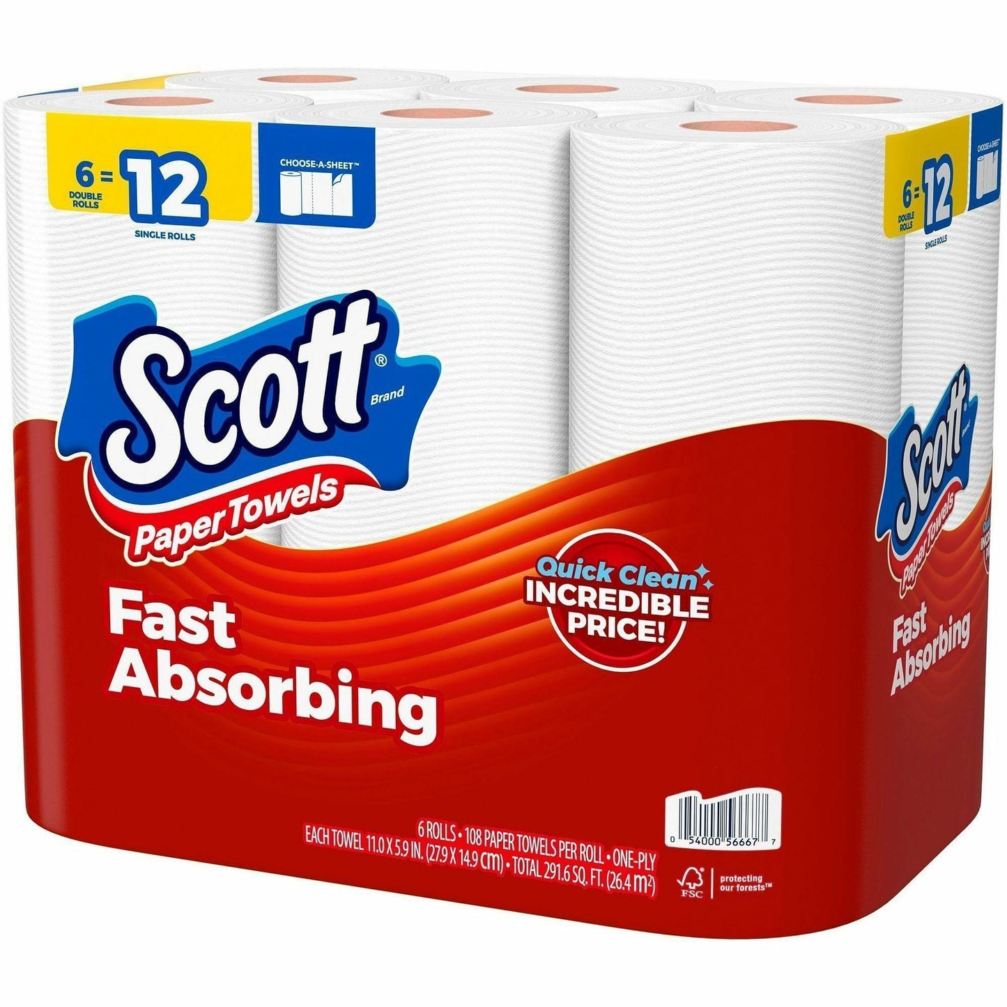 Scott Choose-A-Sheet Paper Towels, 6/Pack (KCC56668)