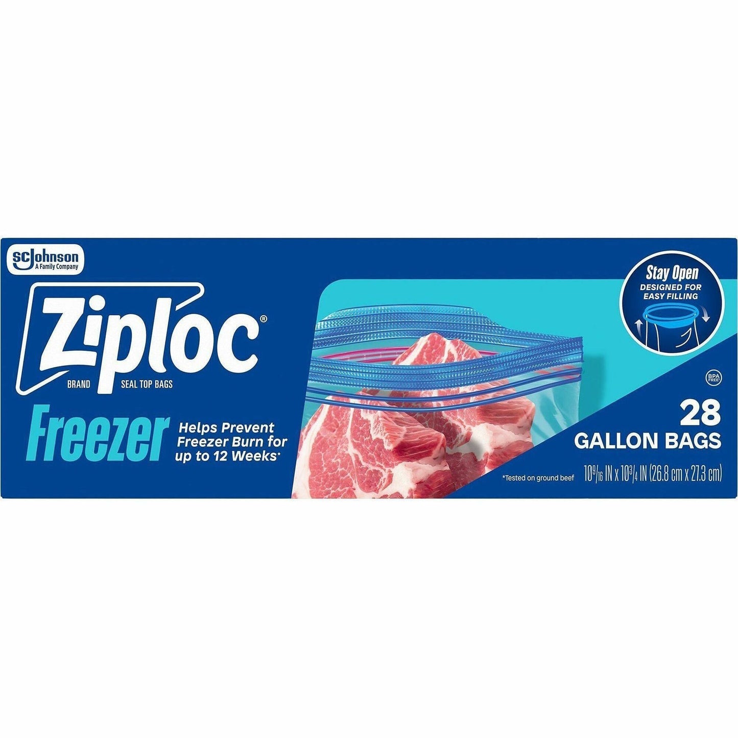 Ziploc Grip n' Seal Freezer Bags, 1 gal Capacity, 28/Box (SJN351126)