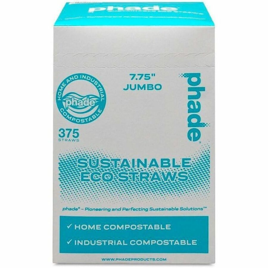 Phade Compostable Straws - 7.8" Height x - Polyhydroxyalkanoate (PHA) - Caribbean Blue - 375 / Box (WCP511178BX)