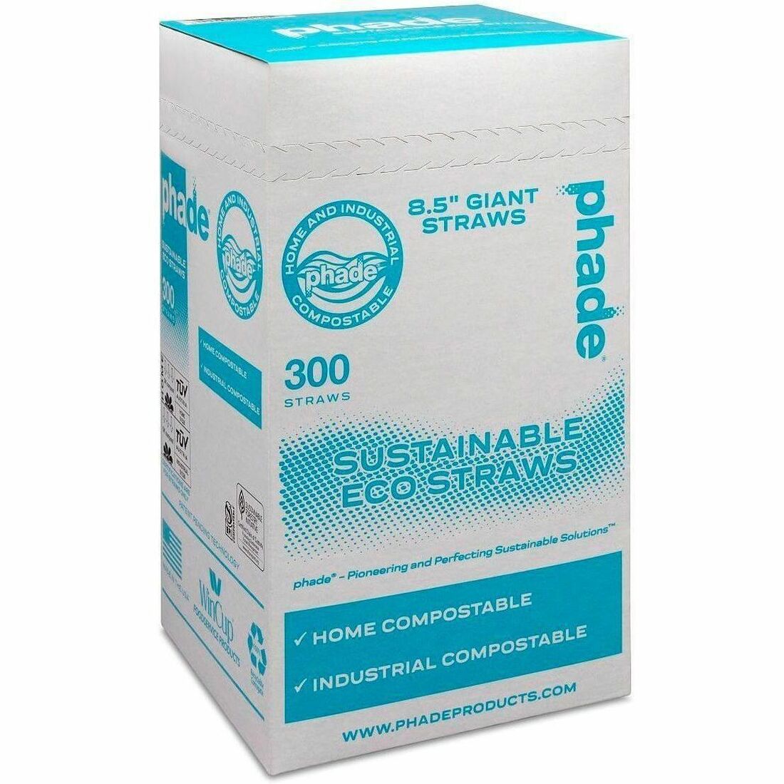 Phade Compostable Straws, 7.8", Polyhydroxyalkanoate (PHA), Caribbean Blue, 375/Box (WCP511180BX)