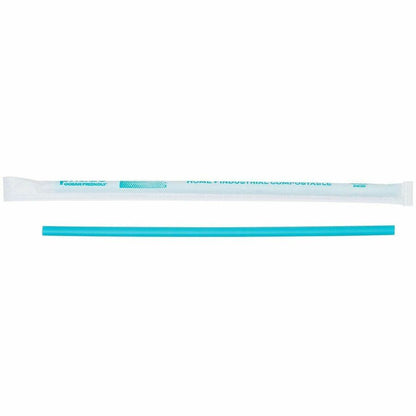 Phade Compostable Straws, 10.3", Polyhydroxyalkanoate (PHA), Caribbean Blue, 250/Box (WCP511179BX)