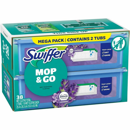 Swiffer Sweeper Wet Mop Cloths, Lavender Scent, 8" x 10", 19 Cloths/Pack, 2/Carton (PGC00743)