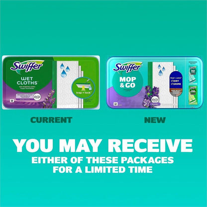 Swiffer Sweeper Wet Mop Cloths, Lavender Scent, 8" x 10", 19 Cloths/Pack, 2/Carton (PGC00743)