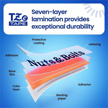 Brother P-touch Genuine TZe251 BK on WHT Label Tape, Laminated, 24mmX8m, 15/16", White, Water Resistant (BRTTZE251G)