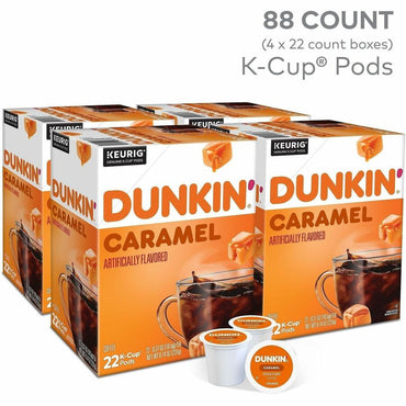 Dunkin' K-Cup Caramel Me Crazy Coffee, 0.3 oz Per Box, Medium, 22 K-Cup, Kosher, 4/Carton (GMT1277CT)