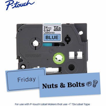 Brother Genuine P-touch TZe551 BK on BK Label Tape, Laminated, 24mmX8m, x 15/16", Blue, Polyester, Water Resistant (BRTTZE551G)