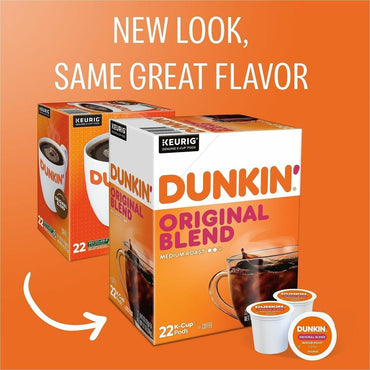 Dunkin' K-Cup Original Blend Coffee, 0.3 oz Per Box, Medium, 22 K-Cup, Kosher, 4/Carton (GMT0315CT)
