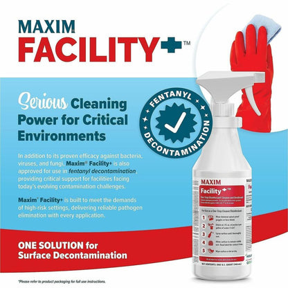 Maxim Facility+ One-Step Disinfectant, 128 fl oz, 6/Carton (MLB04620086)