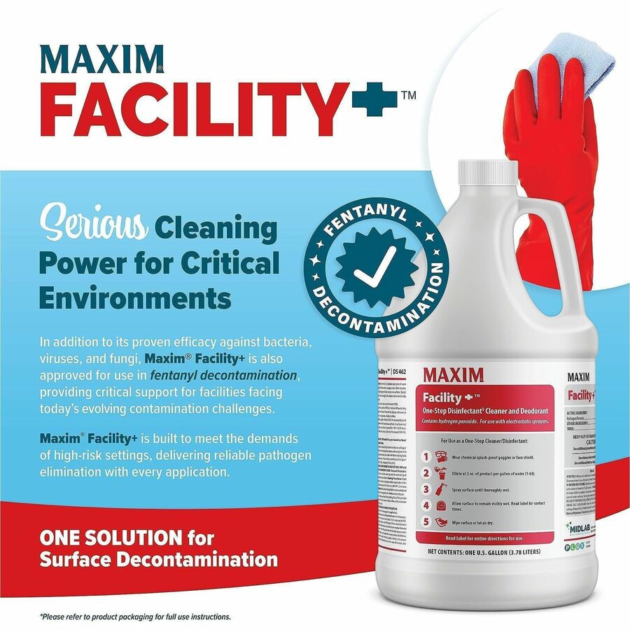 Maxim Facility+ One-Step Disinfectant, 128 fl oz, 6/Carton (MLB04620086)