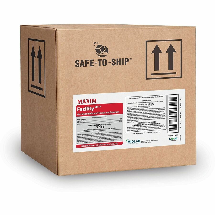 Maxim Facility+ One-Step Disinfectant, 128 fl oz, 6/Carton (MLB04620086)