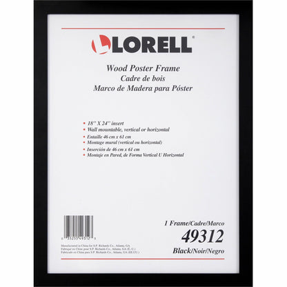 Lorell Wide Frame, 18" Frame Size, Rectangle, Horizontal, Vertical, Wood, Black, 8/Carton (LLR49312CT)