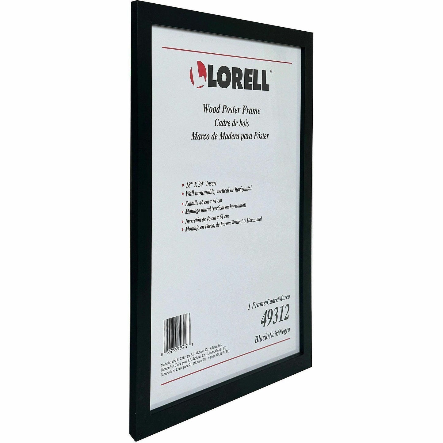 Lorell Wide Frame, 18" Frame Size, Rectangle, Horizontal, Vertical, Wood, Black, 8/Carton (LLR49312CT)