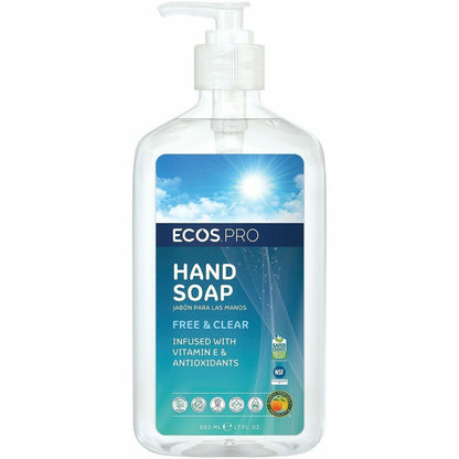 ECOS PRO Liquid Hand Soap, Free and Clear Scent, 17 fl oz, Pump Dispenser, 6/Carton (EOPPL96636)