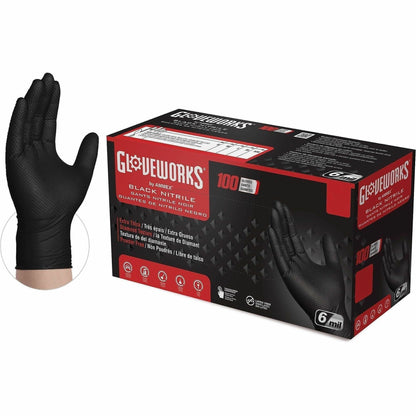 Gloveworks Powder-Free Industrial RDT Nitrile Gloves, XLarge, 100/Box (AMXGWBN48100)