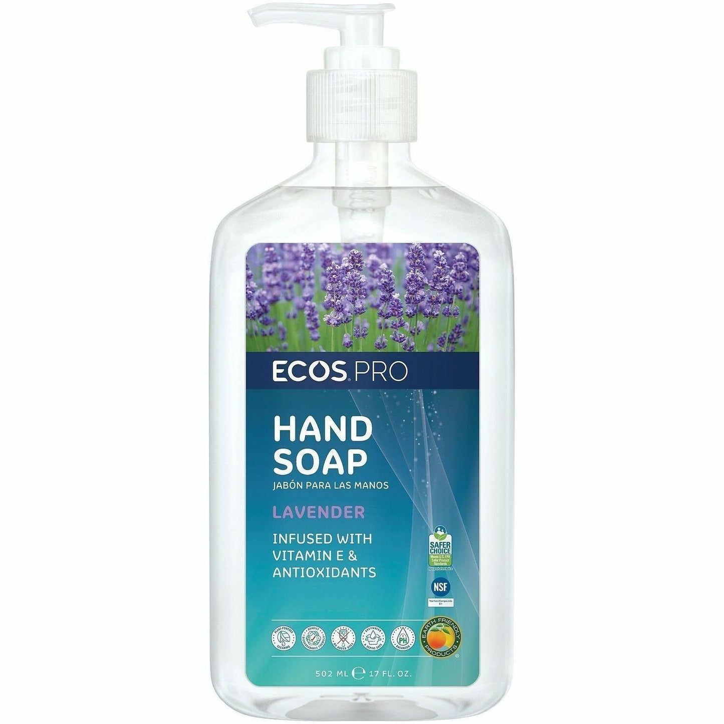 ECOS PRO Liquid Hand Soap, Lavender Scent, 17 fl oz, Pump Dispenser, 6/Carton (EOPPL96656)